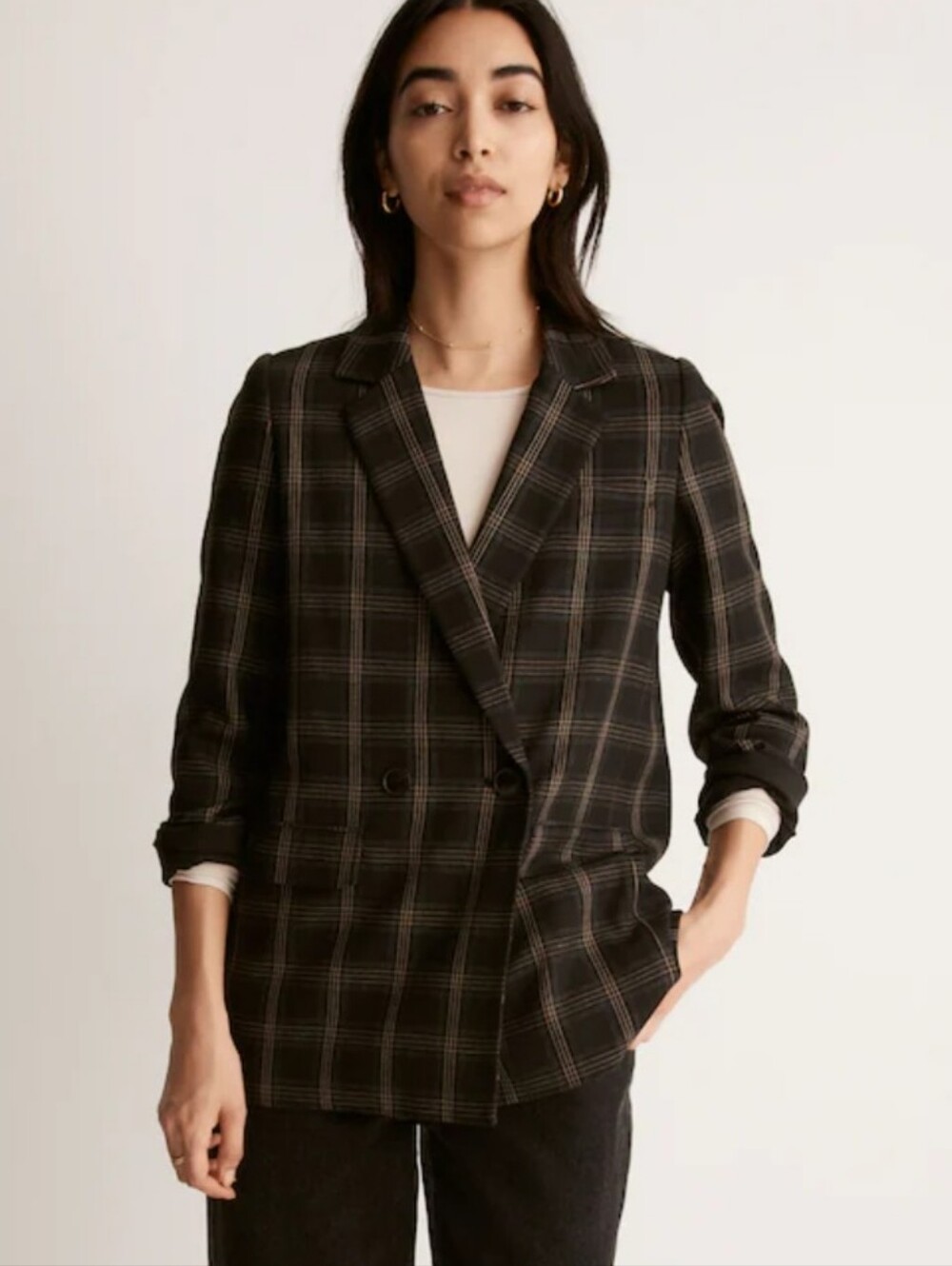 Madewell The Caldwell Double Breasted Blazer In Seaton Plaid Size XL